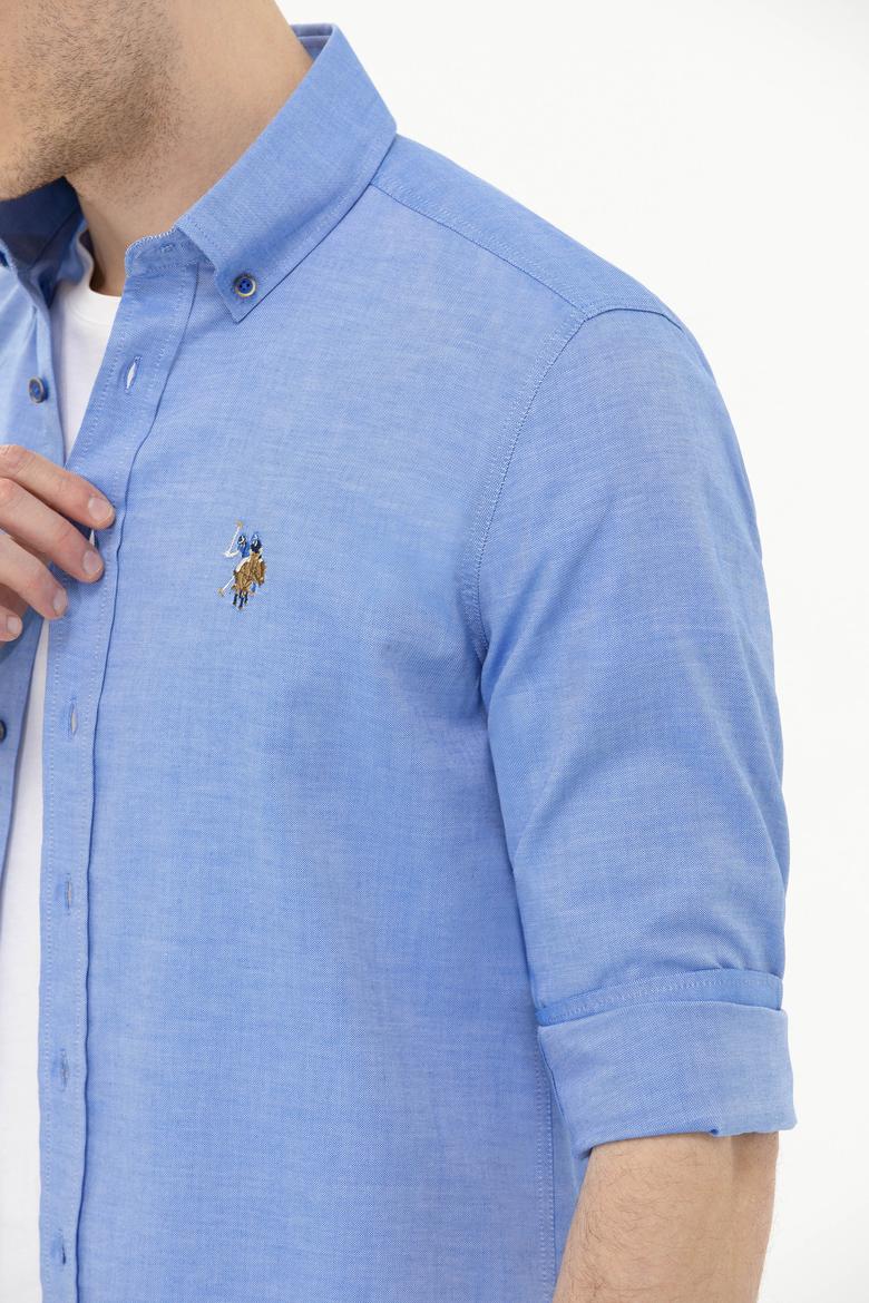 Erkek Saks Uzun Kollu Basic Gömlek - 50263099050