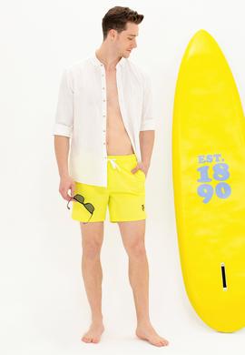 Erkek Neon Sarı Deniz Şortu - 50262332067