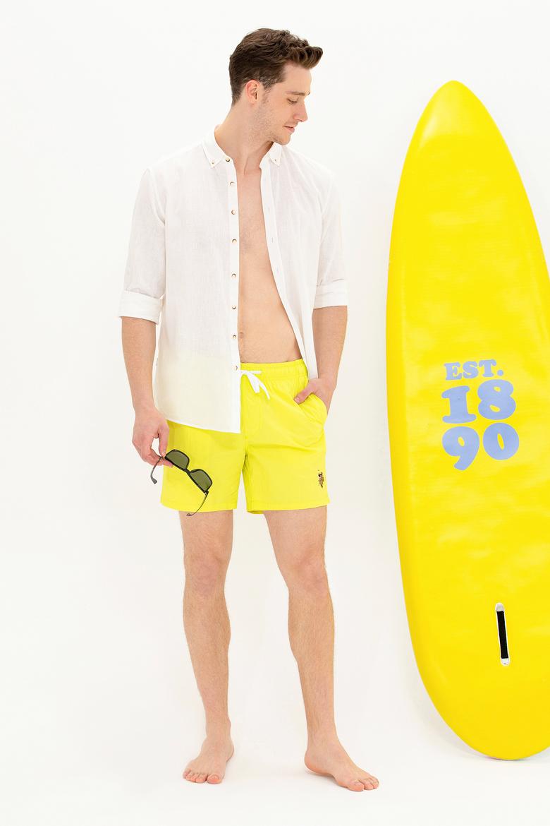 Erkek Neon Sarı Deniz Şortu