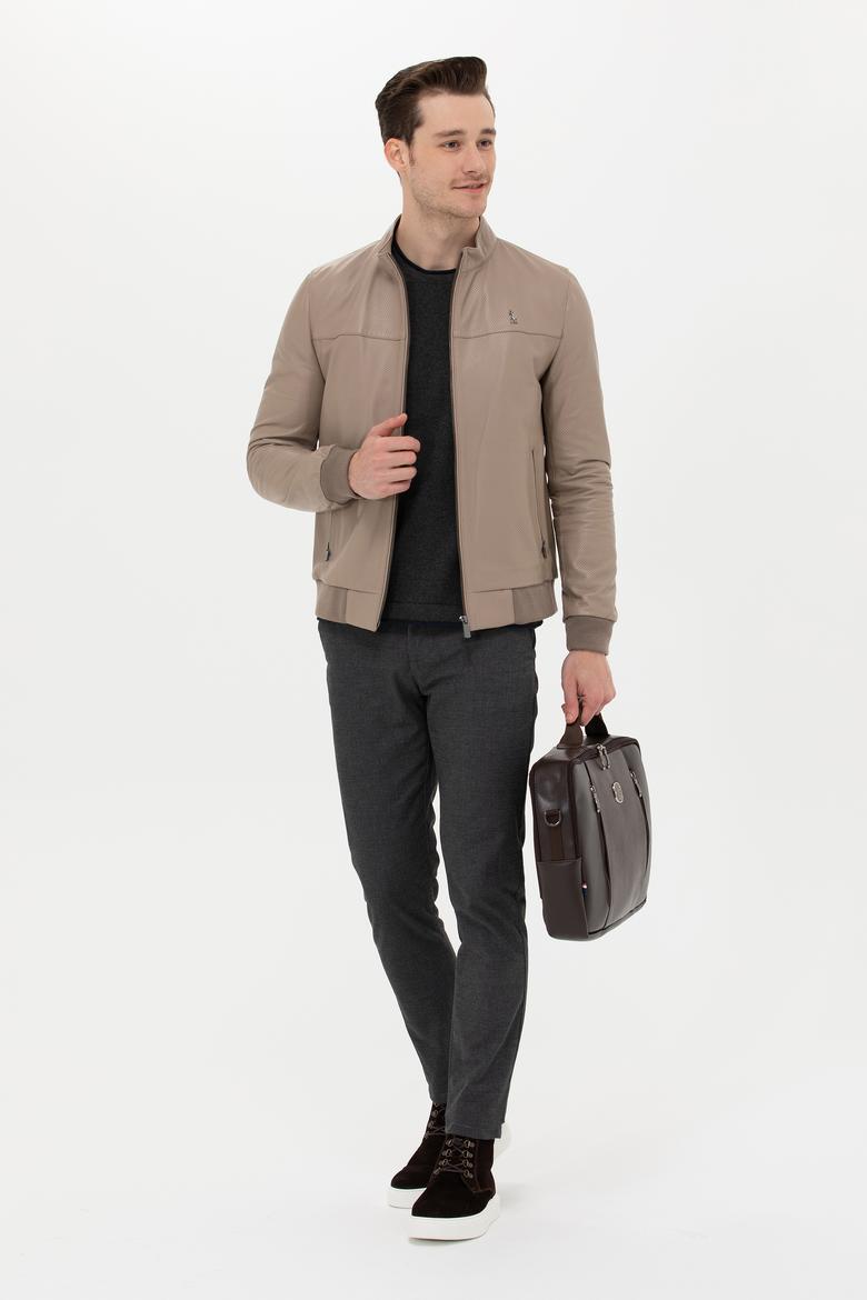 Erkek Vizon Deri Ceket - 50268879035