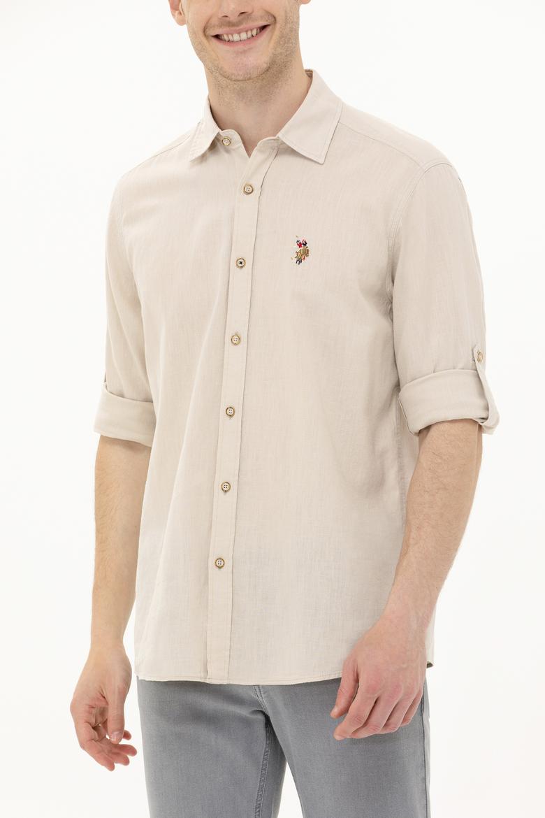 Erkek Taş Uzun Kollu Basic Gömlek - 50262880135