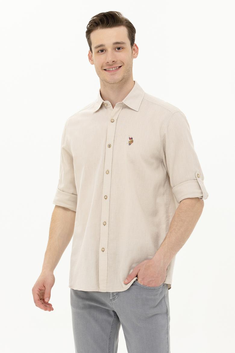 Erkek Taş Uzun Kollu Basic Gömlek - 50262880135