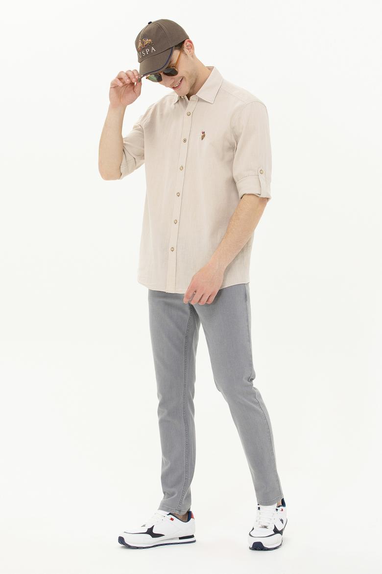 Erkek Taş Uzun Kollu Basic Gömlek