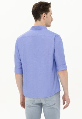Erkek Mavi Uzun Kollu Basic Gömlek - 50262932034