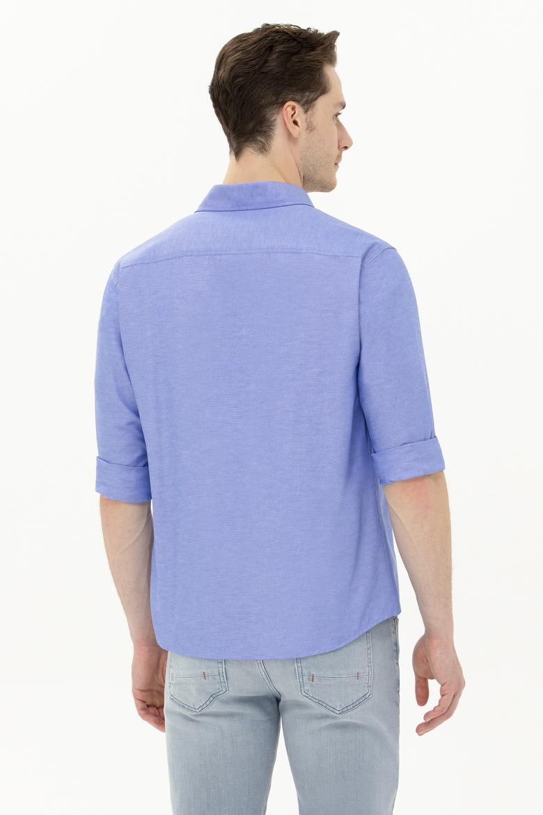 Erkek Mavi Uzun Kollu Basic Gömlek - 50262932034