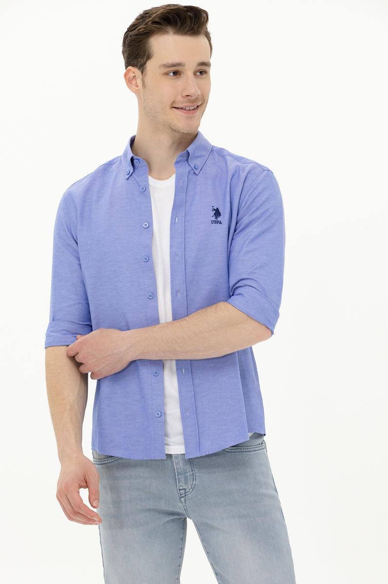 Erkek Mavi Uzun Kollu Basic Gömlek