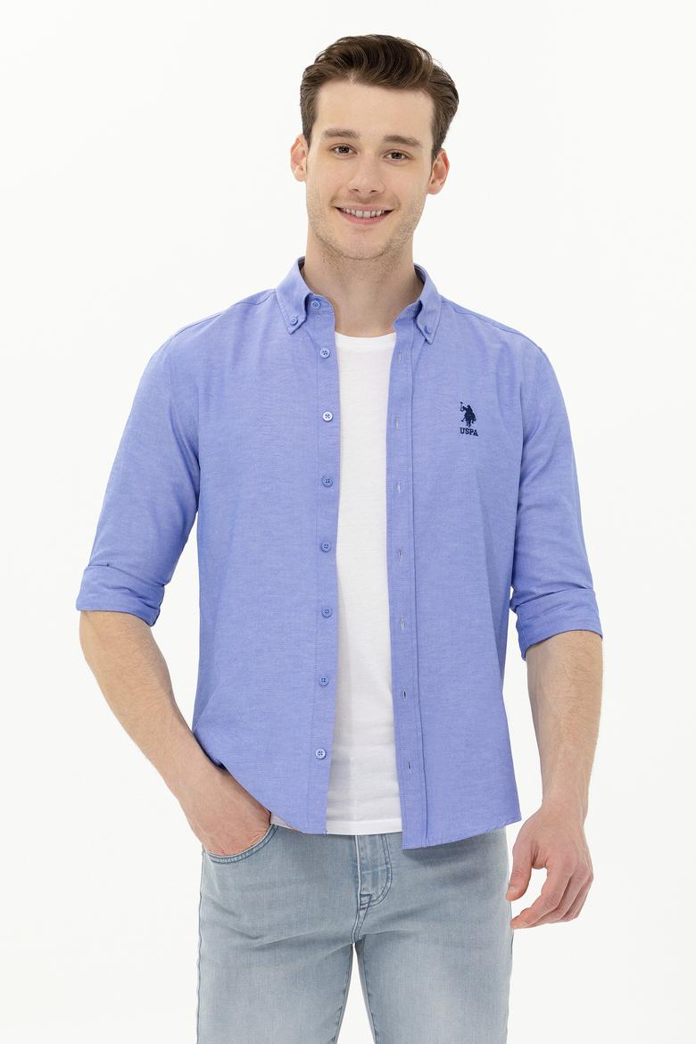 Erkek Mavi Uzun Kollu Basic Gömlek