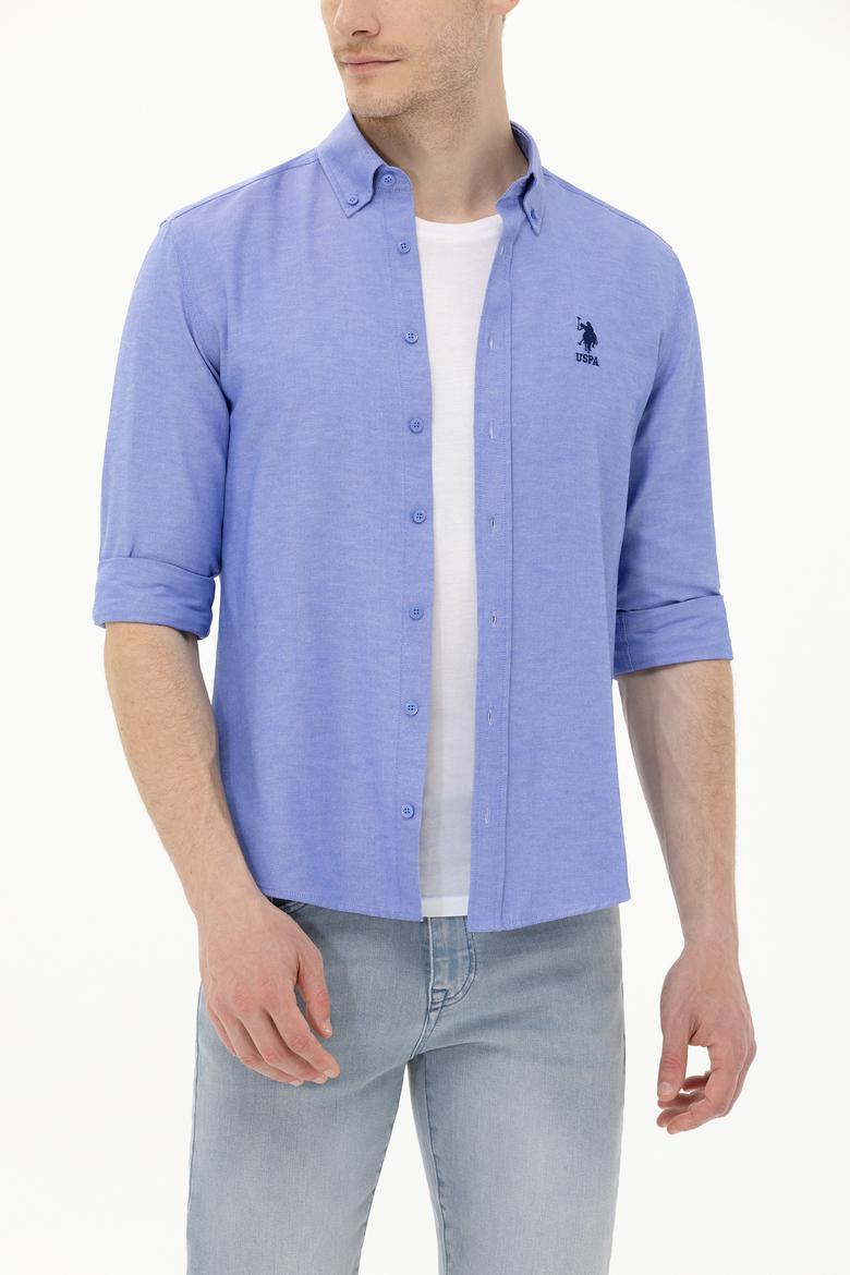 Erkek Mavi Uzun Kollu Basic Gömlek - 50262932034