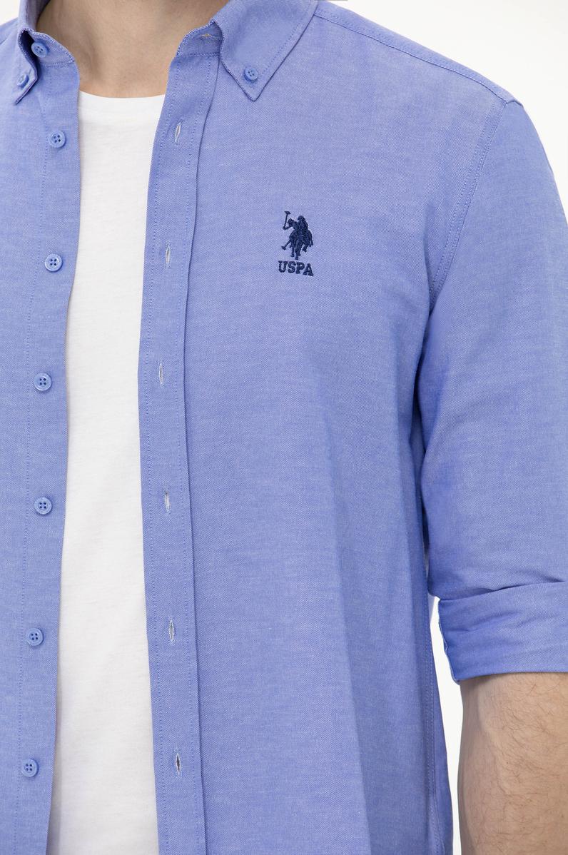 Erkek Mavi Uzun Kollu Basic Gömlek