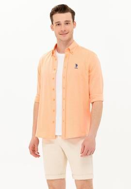 Erkek Turuncu Uzun Kollu Basic Gömlek - 50262932079