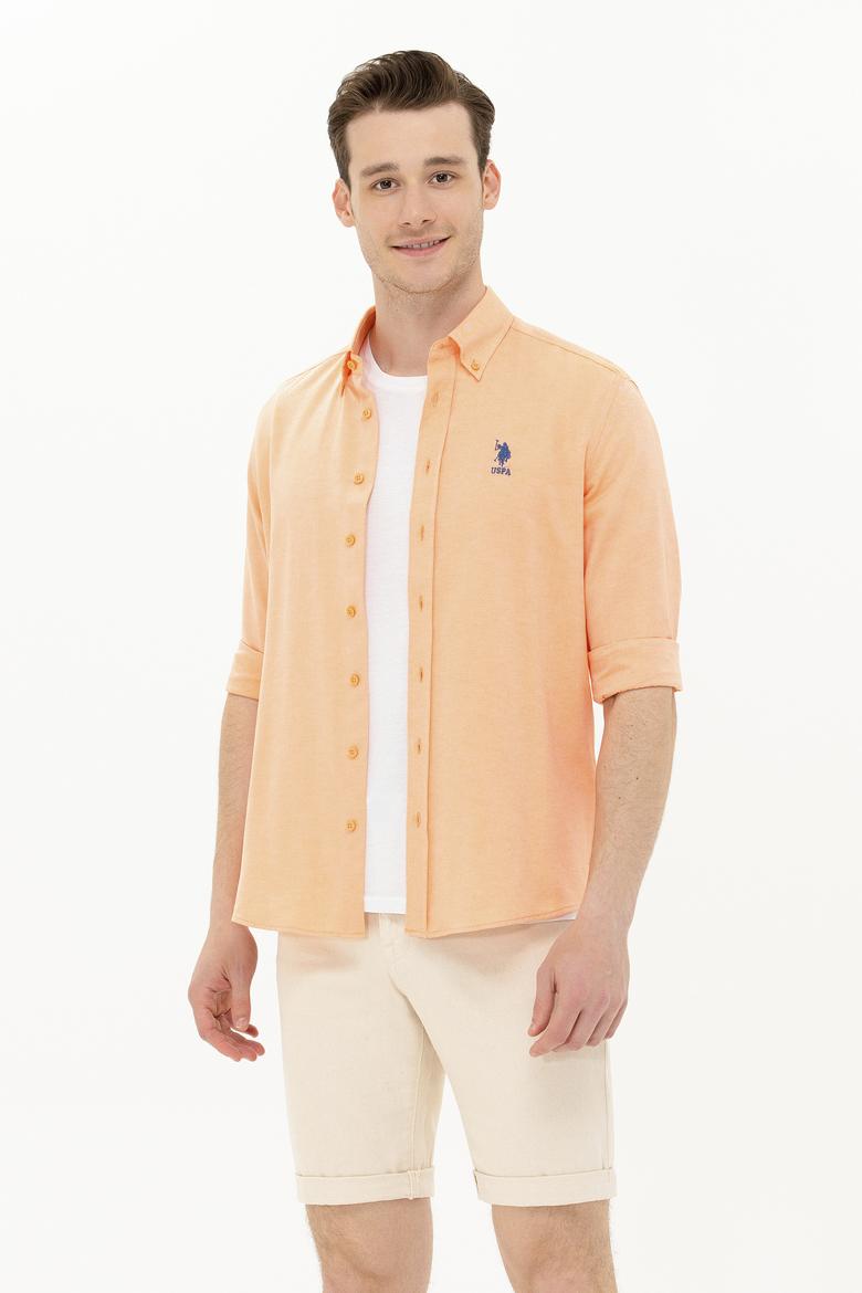 Erkek Turuncu Uzun Kollu Basic Gömlek