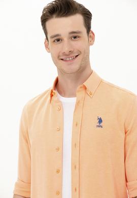 Erkek Turuncu Uzun Kollu Basic Gömlek - 50262932079