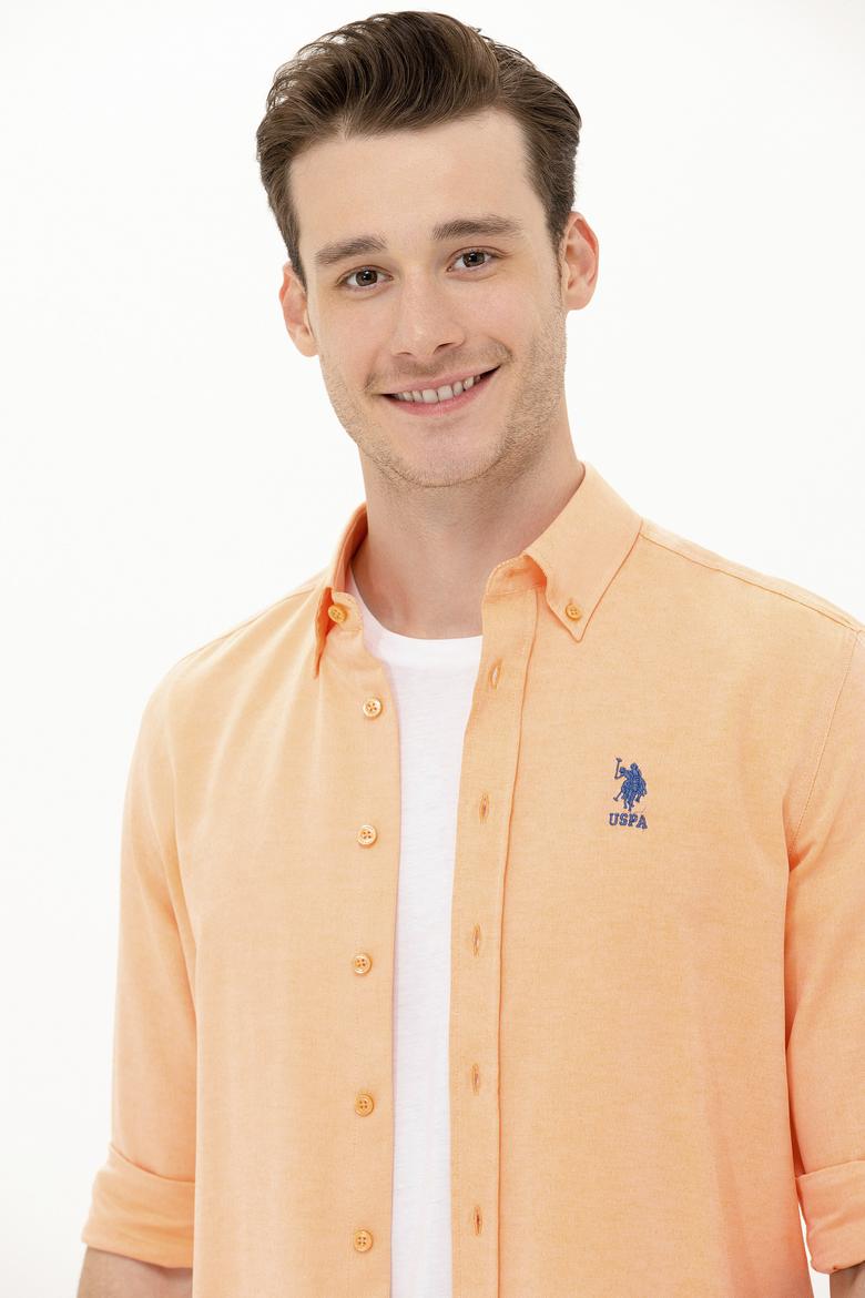 Erkek Turuncu Uzun Kollu Basic Gömlek - 50262932079