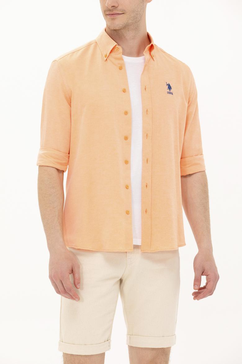 Erkek Turuncu Uzun Kollu Basic Gömlek - 50262932079