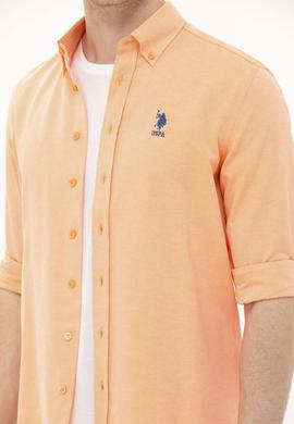 Erkek Turuncu Uzun Kollu Basic Gömlek - 50262932079