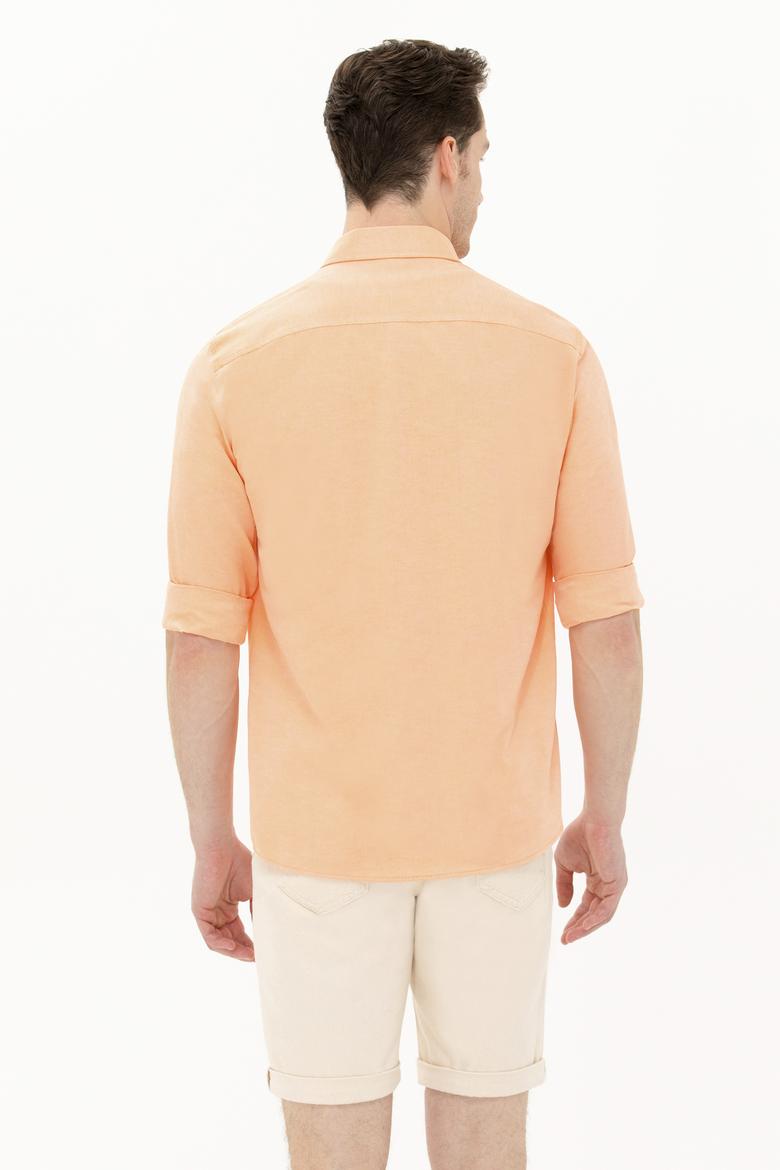 Erkek Turuncu Uzun Kollu Basic Gömlek - 50262932079