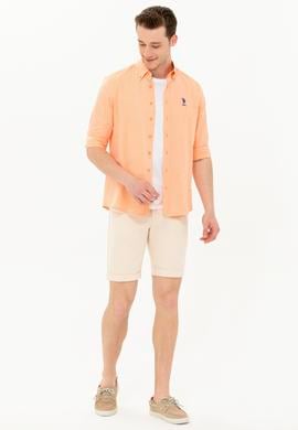 Erkek Turuncu Uzun Kollu Basic Gömlek - 50262932079