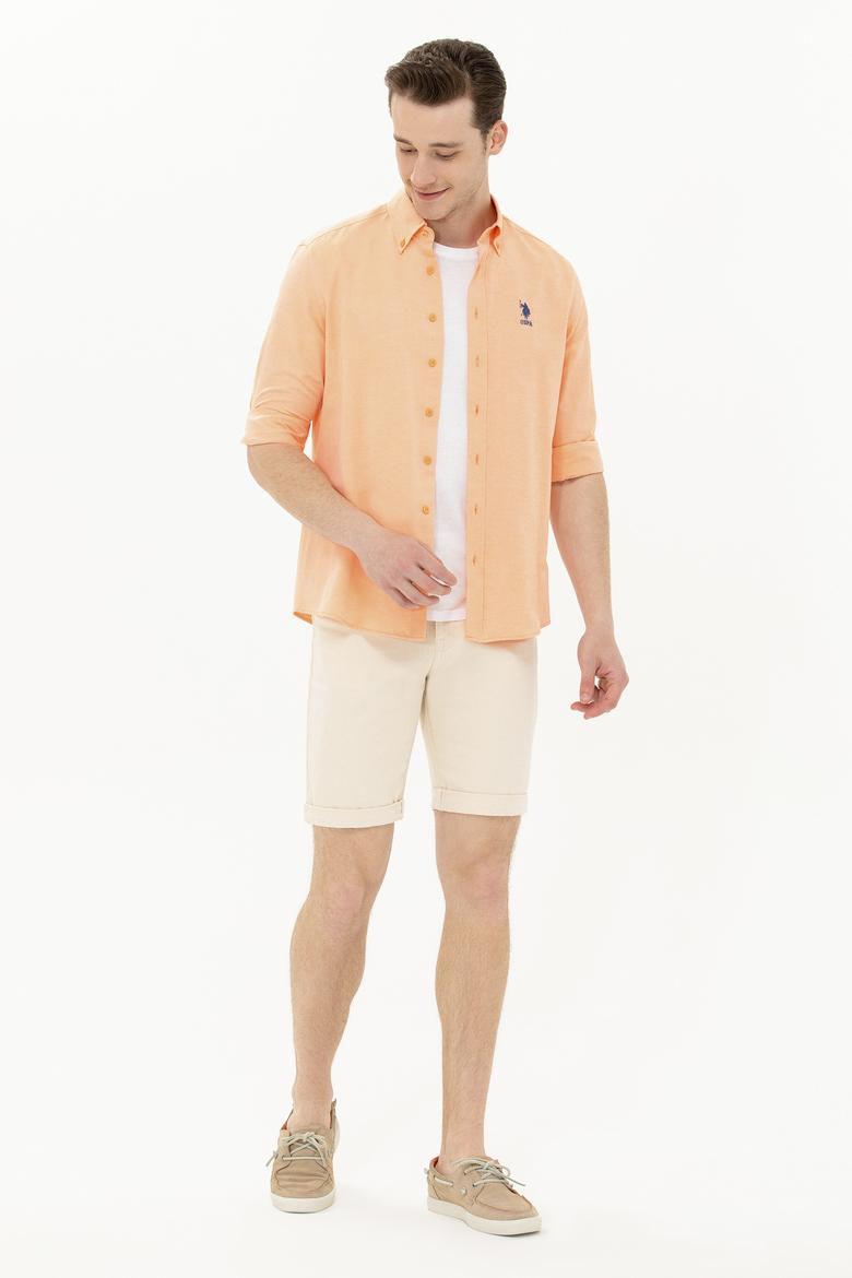 Erkek Turuncu Uzun Kollu Basic Gömlek - 50262932079