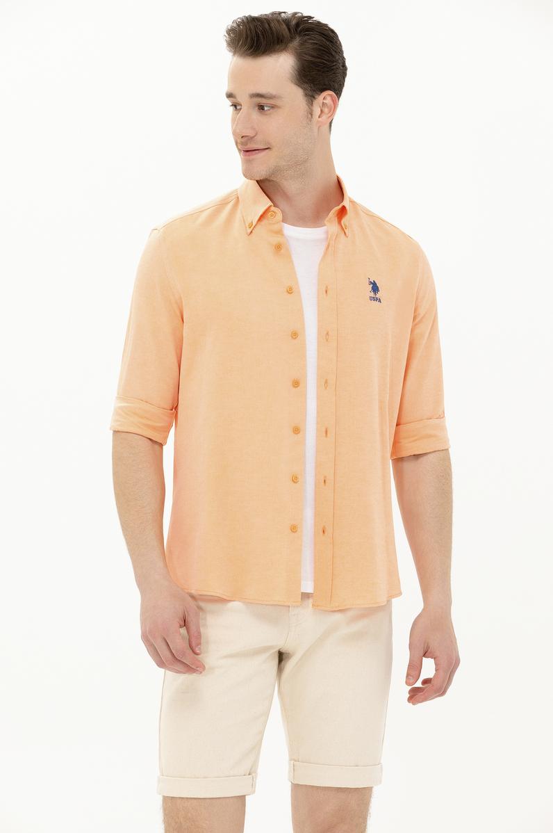 Erkek Turuncu Uzun Kollu Basic Gömlek