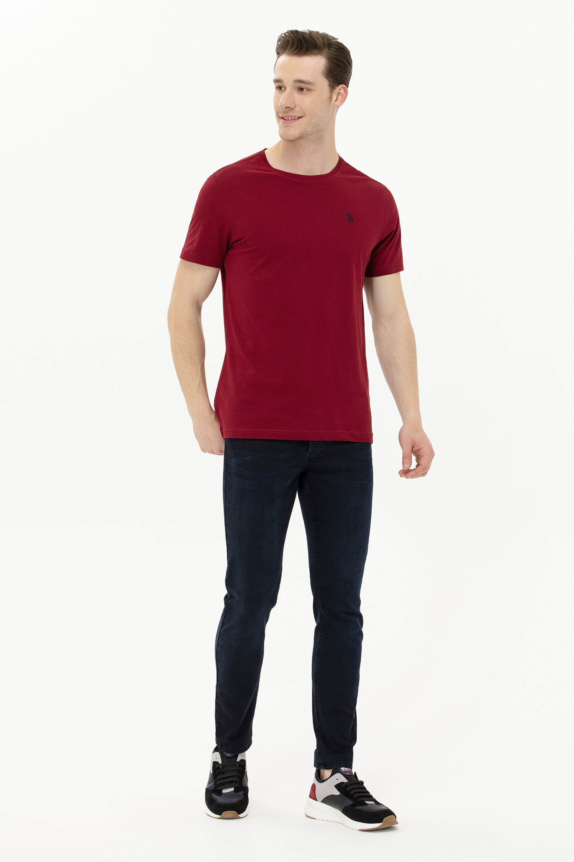 Erkek Plum Basic Bisiklet Yaka Tişört