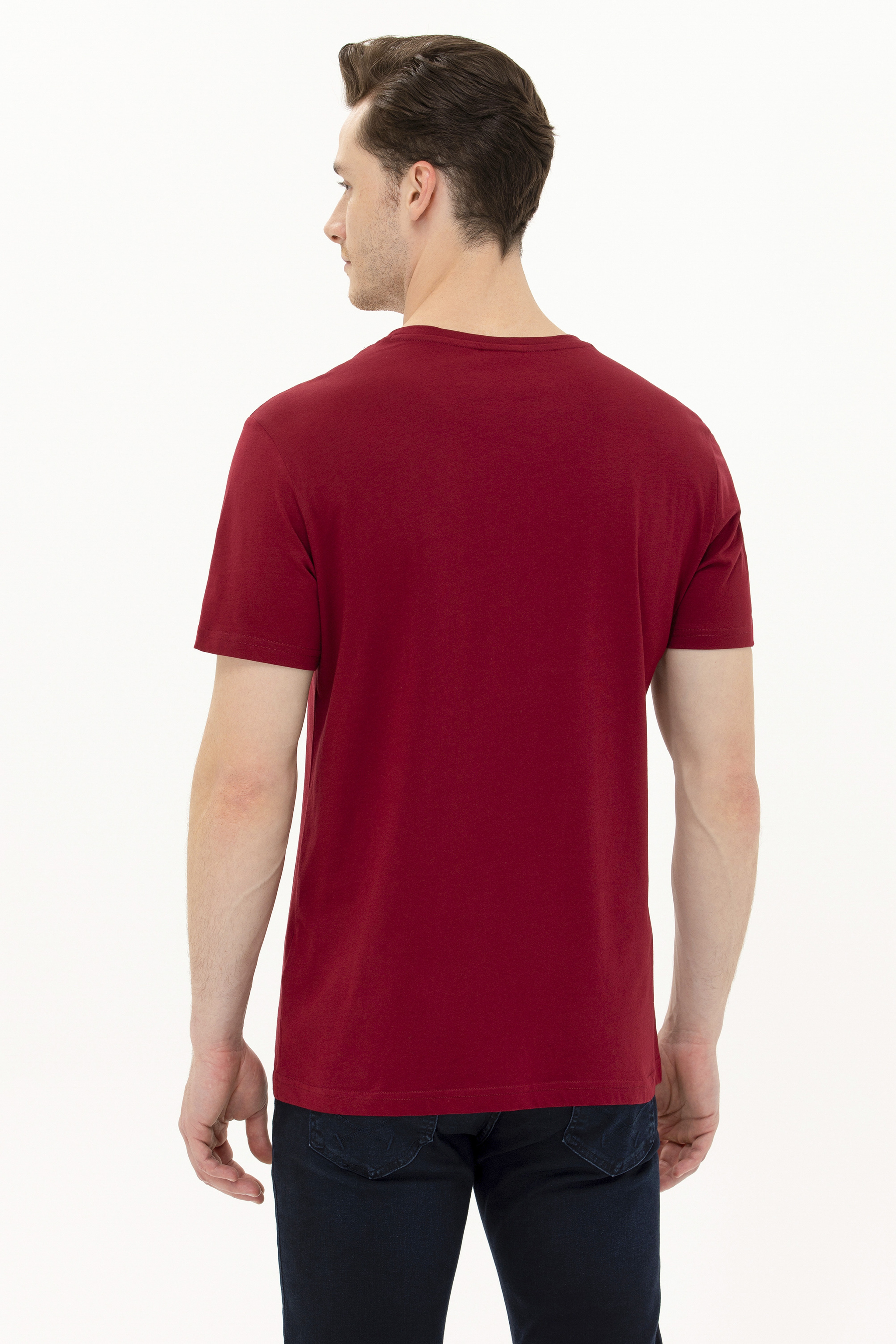Erkek Plum Basic Bisiklet Yaka Tişört - Image 5
