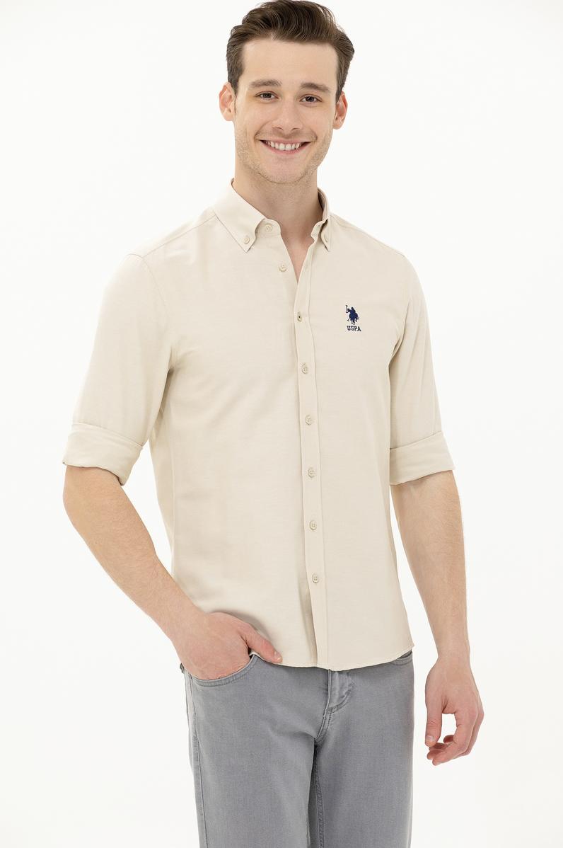 Erkek Taş Uzun Kollu Basic Gömlek