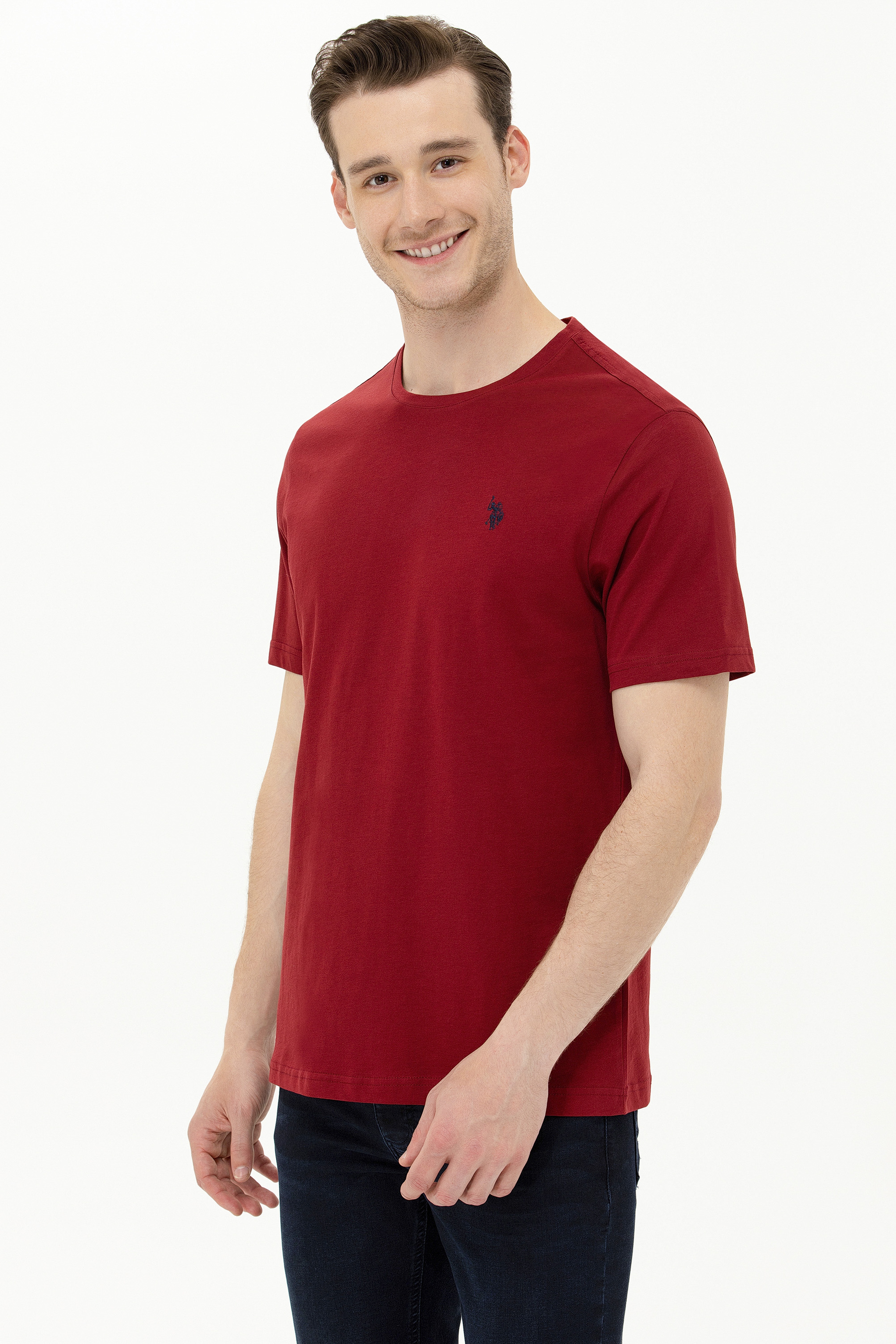 Erkek Bordo Basic Tişört - Image 2