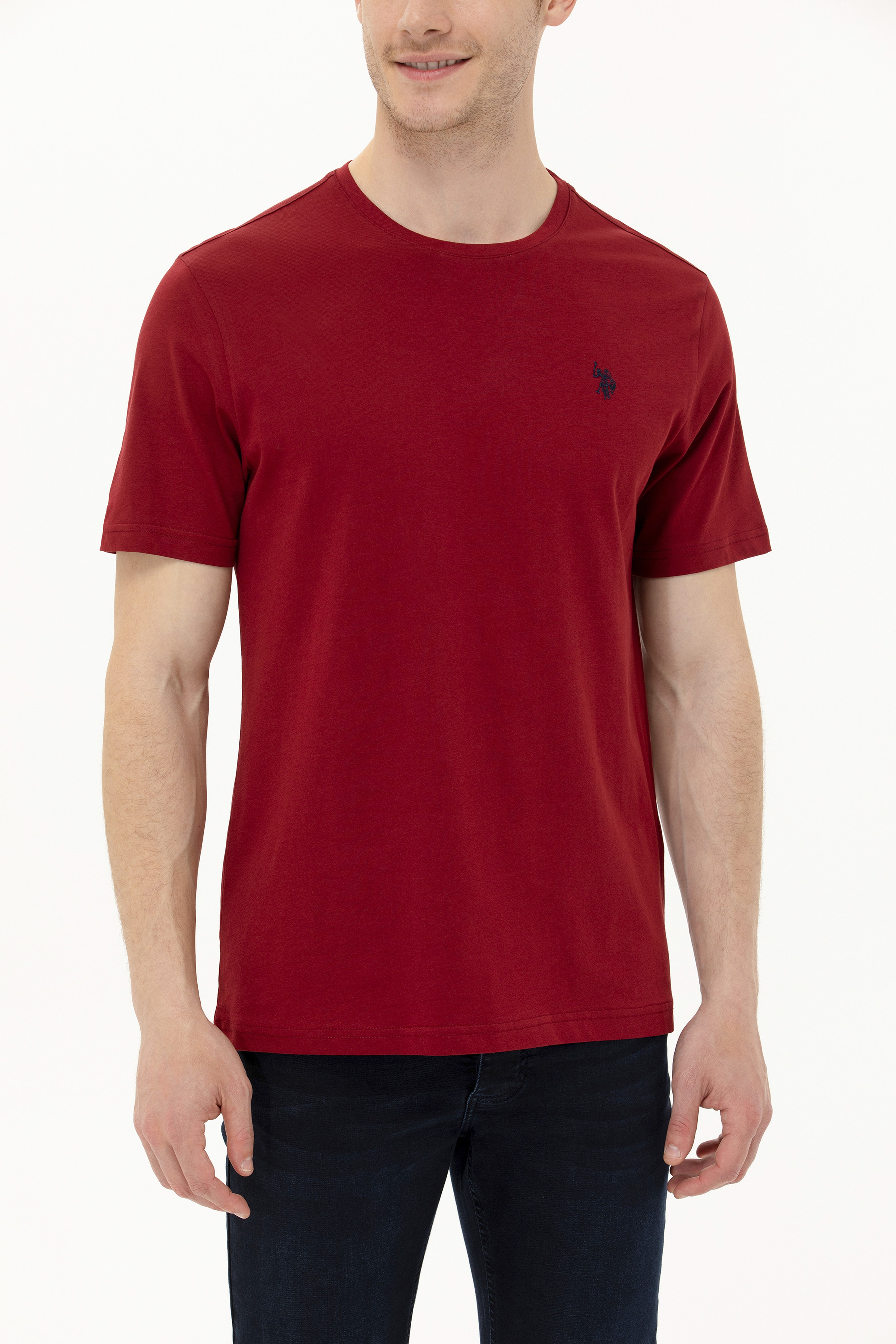 Erkek Bordo Basic Tişört - Image 6