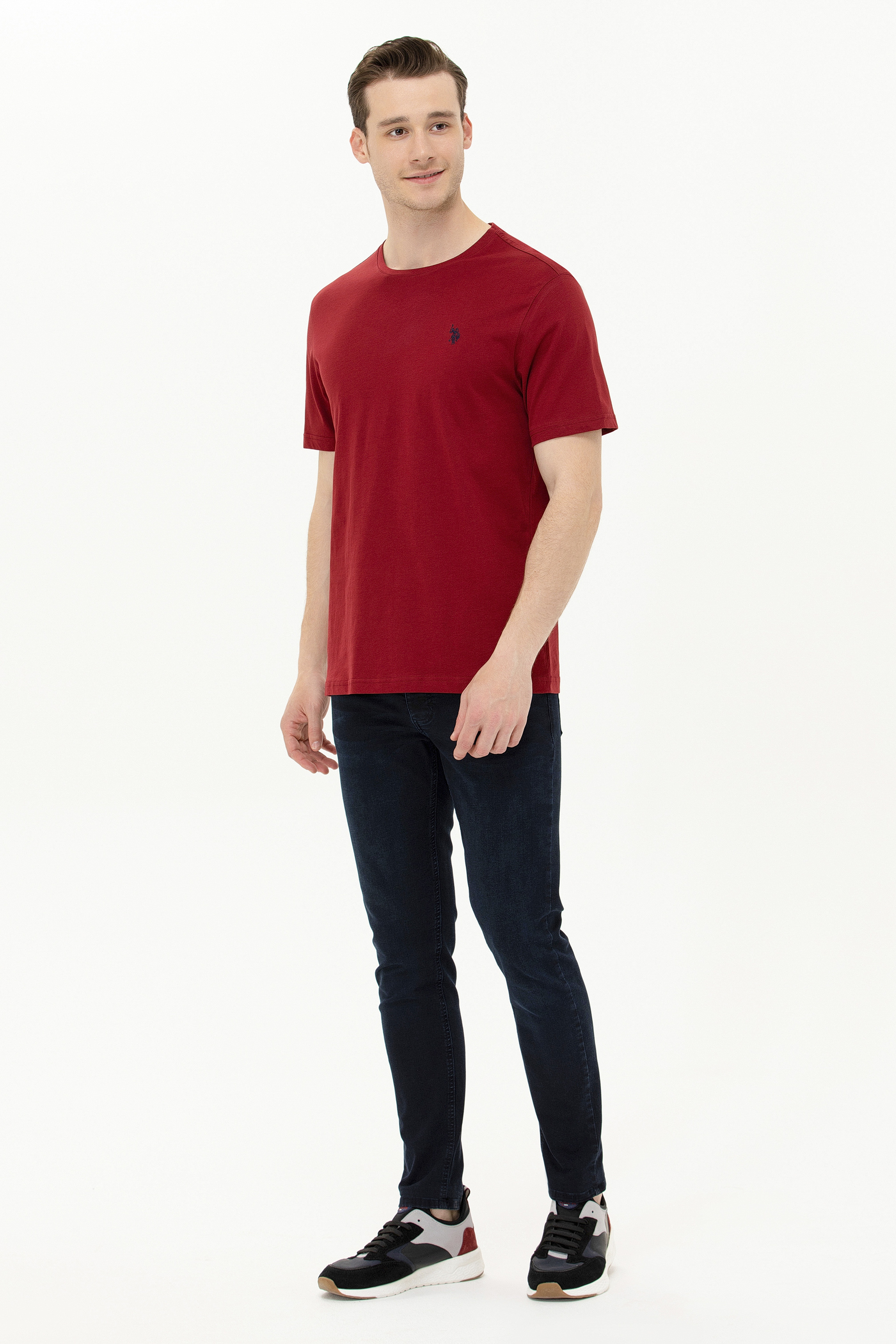 Erkek Bordo Basic Tişört - Image 4