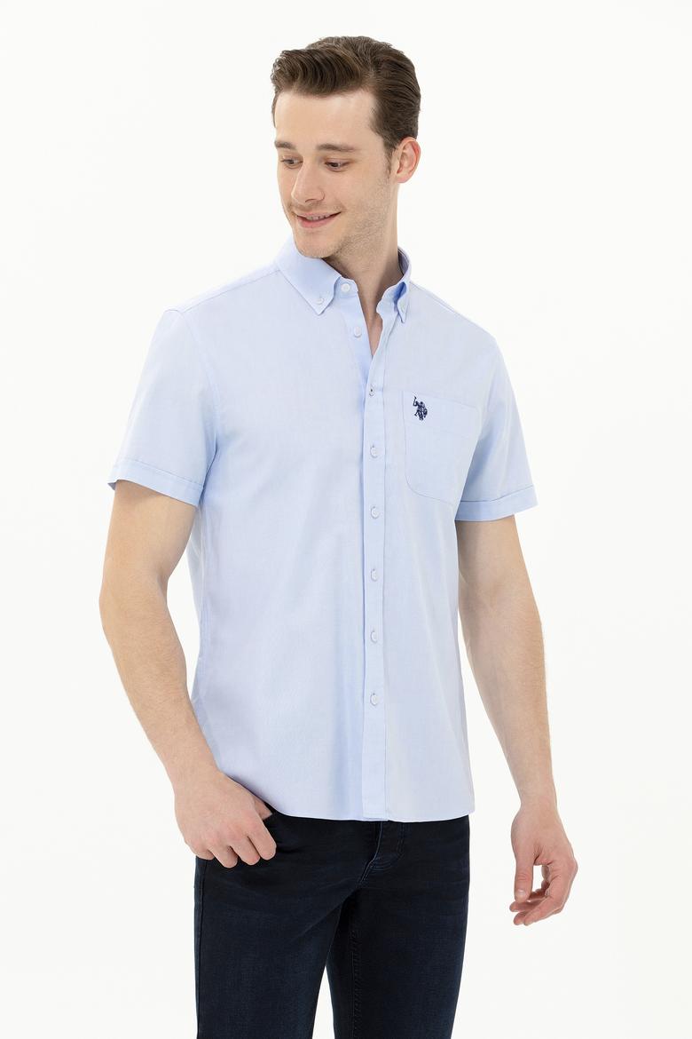 Erkek Açık Mavi Kısa Kollu Gömlek