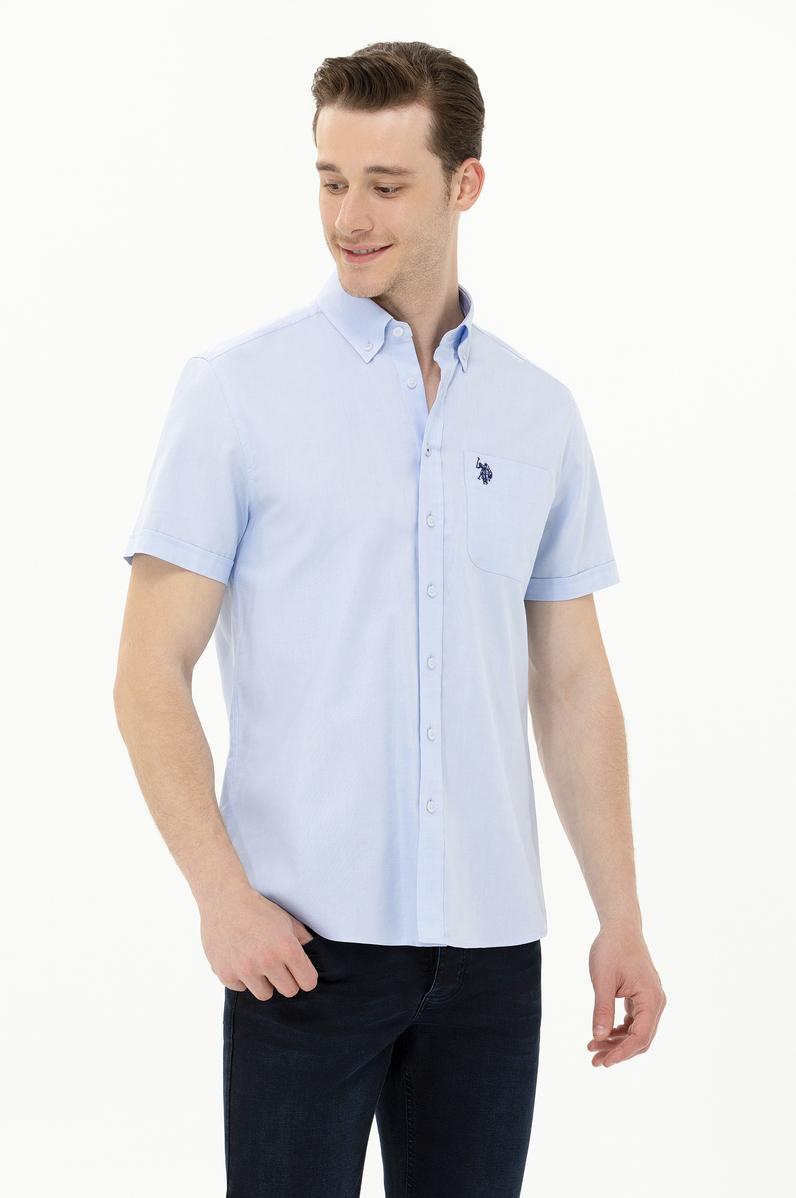 Erkek Açık Mavi Kısa Kollu Gömlek