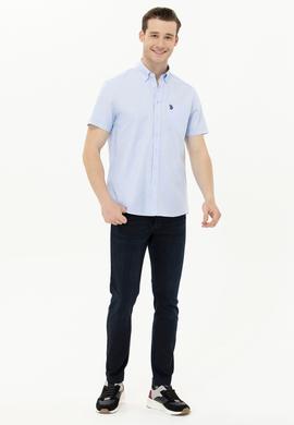 Erkek Açık Mavi Kısa Kollu Gömlek - 50263027109