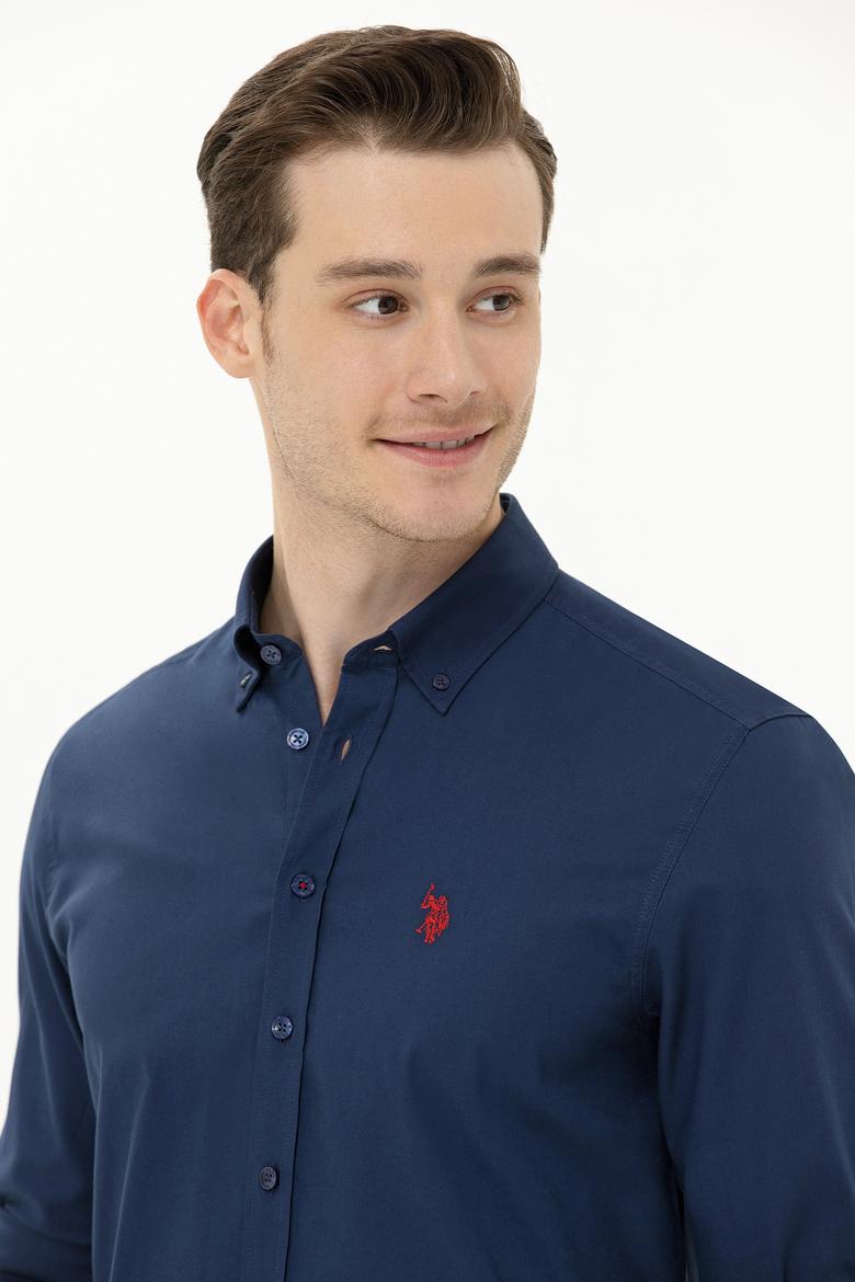 Erkek Lacivert Uzun Kollu Basic Gömlek - 50263049027