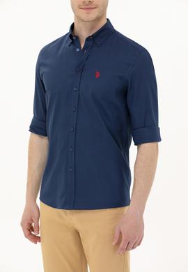 Erkek Lacivert Uzun Kollu Basic Gömlek - 50263049027