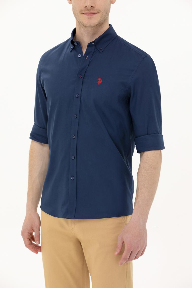 Erkek Lacivert Uzun Kollu Basic Gömlek - 50263049027