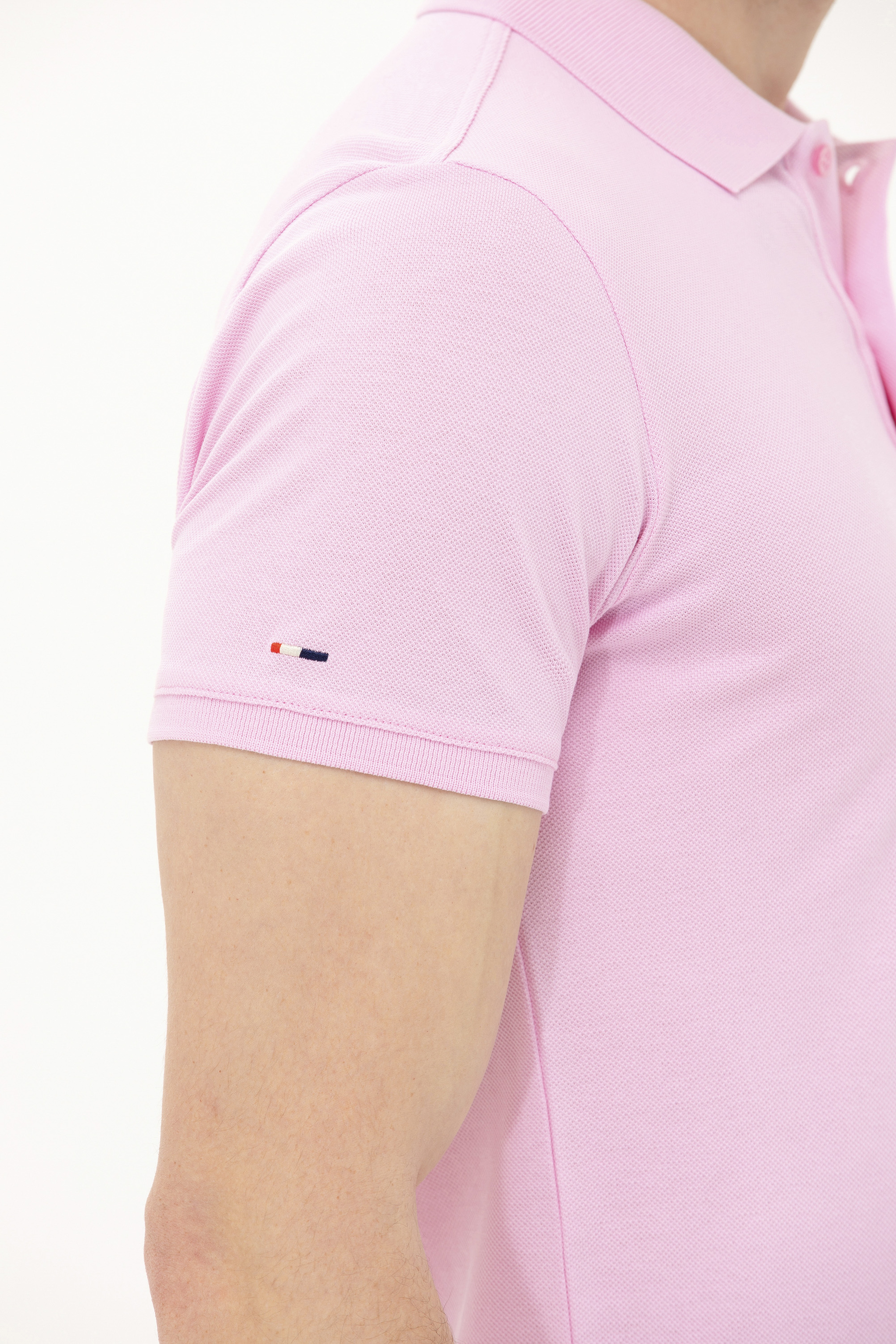 Erkek Açık Pembe Basic Polo Yaka Tişört - Image 7