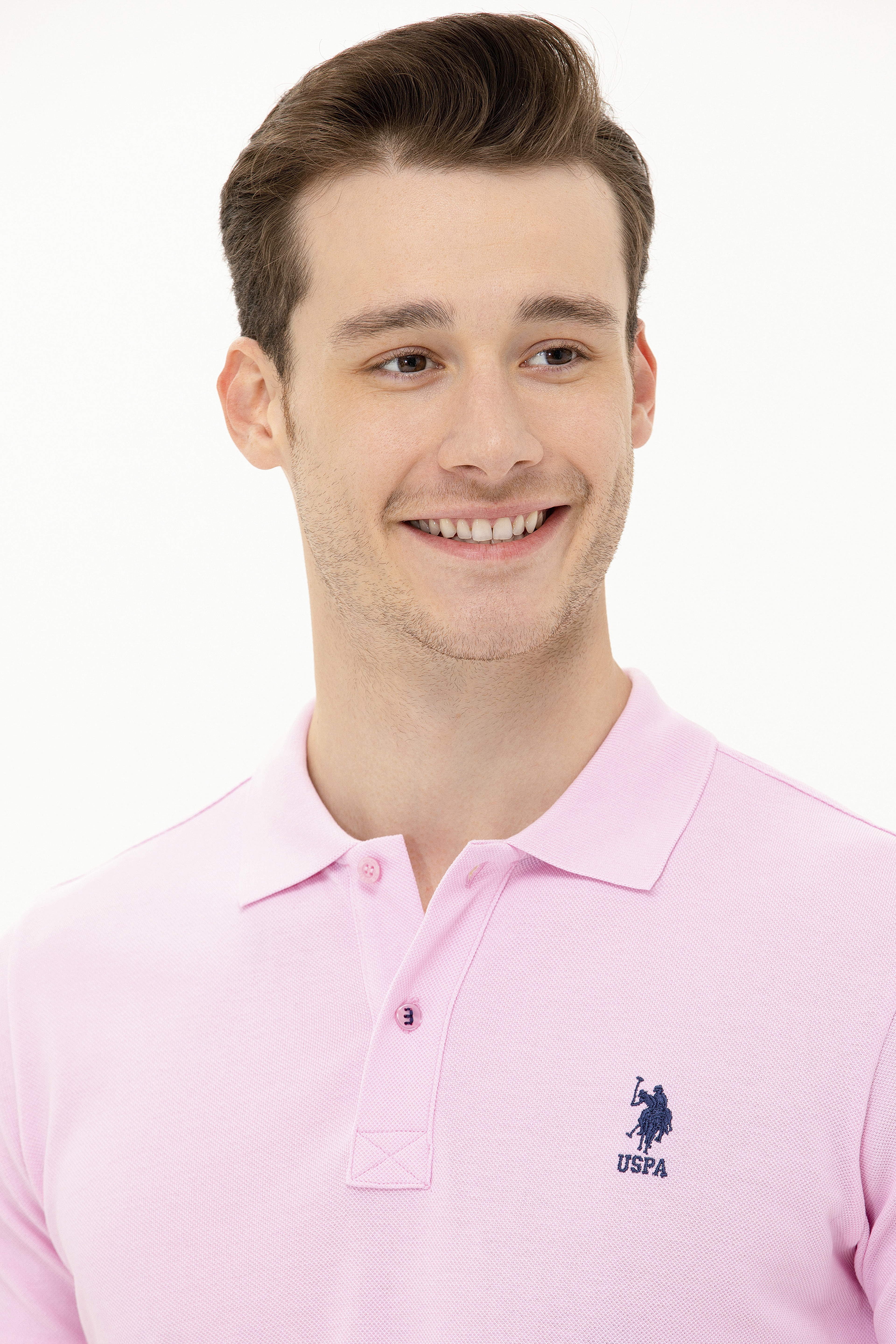 Erkek Açık Pembe Basic Polo Yaka Tişört - Image 3