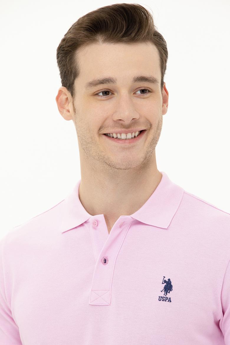 Erkek Açık Pembe Basic Polo Yaka Tişört - 50263238449