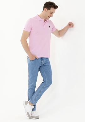 Erkek Açık Pembe Basic Polo Yaka Tişört - 50263238449