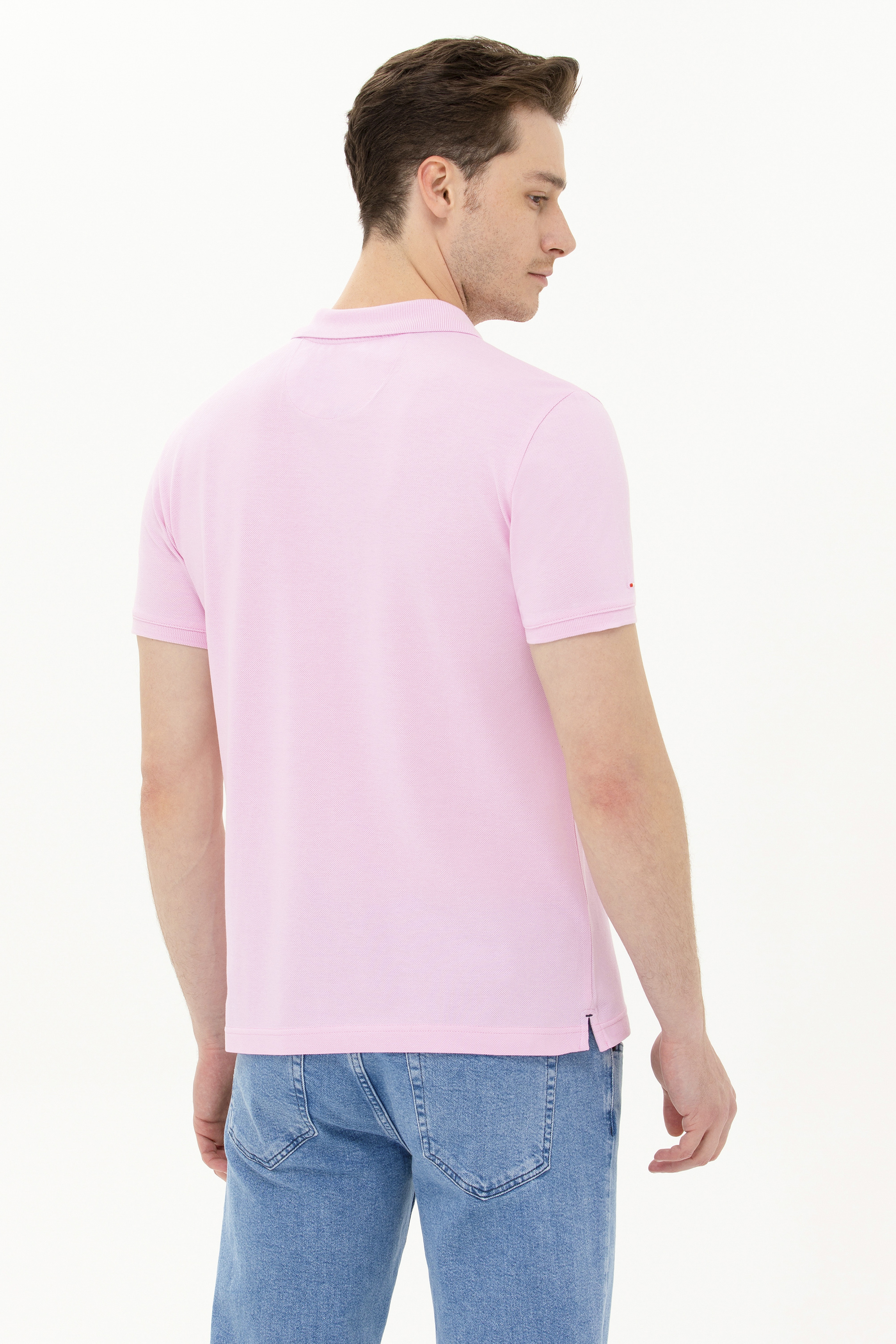 Erkek Açık Pembe Basic Polo Yaka Tişört
