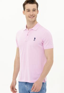 Erkek Açık Pembe Basic Polo Yaka Tişört - 50263238449