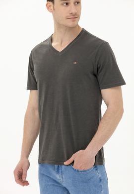 Erkek Antrasit Basic V Yaka Tişört - 50263474014