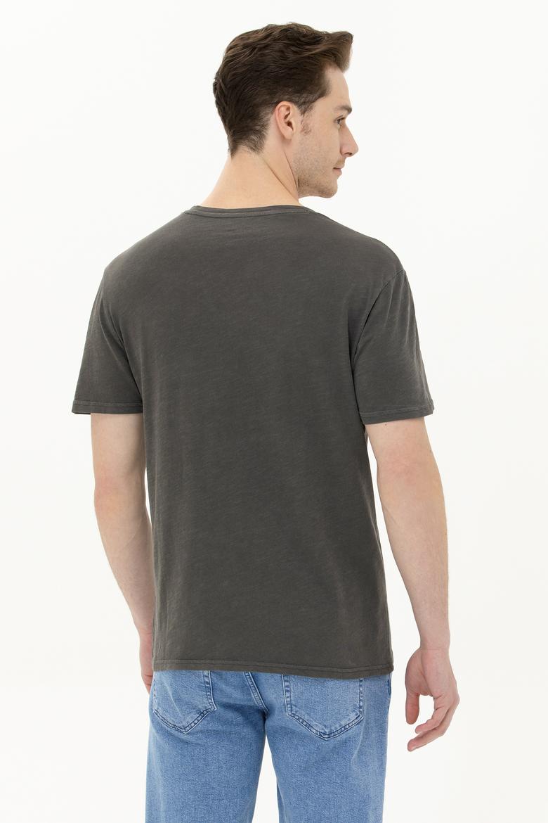 Erkek Antrasit Basic V Yaka Tişört - 50263474014