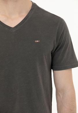 Erkek Antrasit Basic V Yaka Tişört - 50263474014