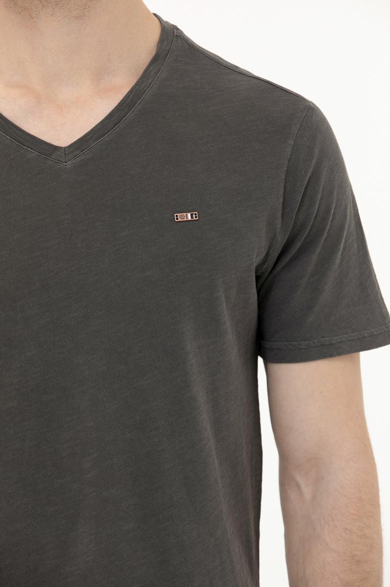 Erkek Antrasit Basic V Yaka Tişört