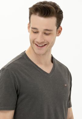 Erkek Antrasit Basic V Yaka Tişört - 50263474014