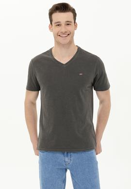 Erkek Antrasit Basic V Yaka Tişört - 50263474014