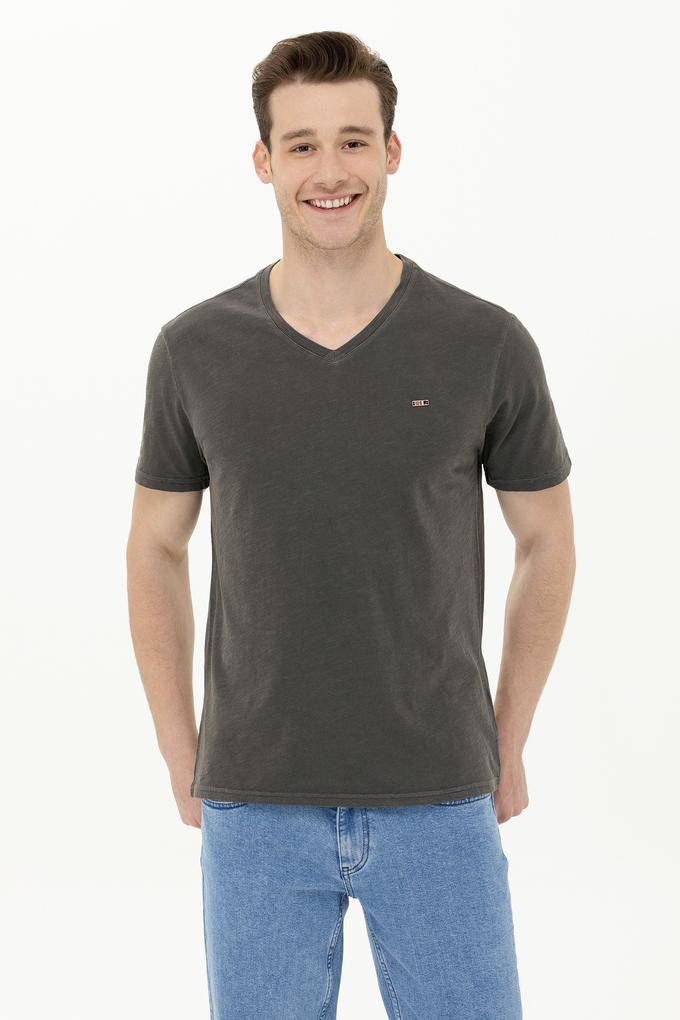 Erkek Antrasit Basic V Yaka Tişört