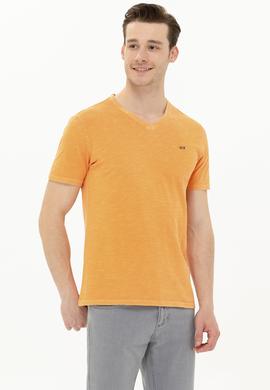Erkek Turuncu Basic V Yaka Tişört - 50263474128