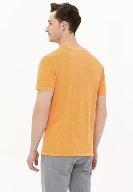 Erkek Turuncu Basic V Yaka Tişört - 50263474128